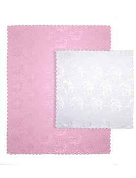 Jacquard-Tischdecken-Set "Jasmin", Tischdecke 160x130 cm + Mitteldecke 80x80 weiss pink