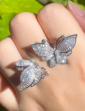 CWWZircons Micro Inlay Cubic Zirconia Silver Plated Open Cuff Adjustable Butterfly Rings for Women Engagement Accessories R221 - Aliexpress - FashionsVida