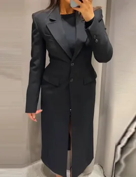 Fashion Office Lady Blazer Jacket Shoulder Pad Long Sleeve Lapel Female Coat 2025 Spring Button Pocket Lady Commuting Outwear - Aliexpress - FashionsVida