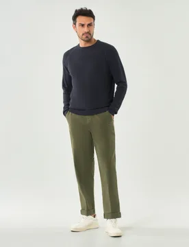 Pantalone chino relaxed-fit verde militare in tela di cotone - Mason's - FashionsVida