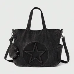 Nuevo bolso de lona casual de moda con estampado de estrellas y monedero a juego