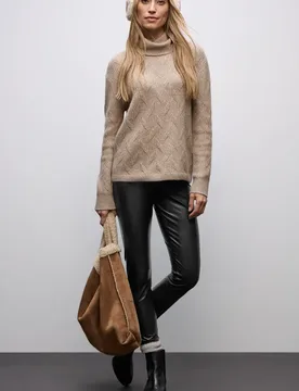 Leder Look Leggings female Braun - Street One - FashionsVida