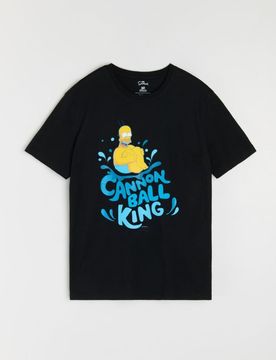 T-shirt in cotone con stampa The Simpsons - nero