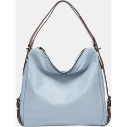 Bolso multifuncional en piel con asas a contraste