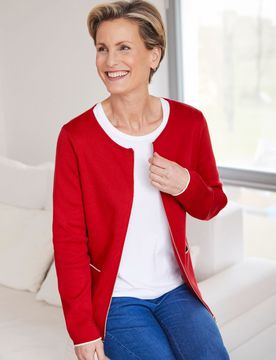 Strickjacke Farbkontrast - Rot - female - Size: 48