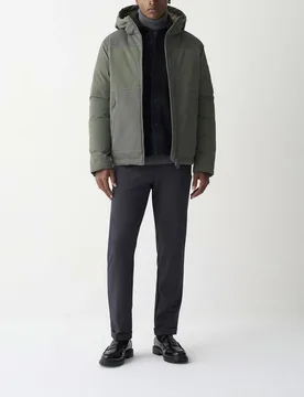 Giubbino Originals verde militare bi-tessuto con cappuccio e inserti su spalle e tasche in tecno maglia - Colmar - FashionsVida
