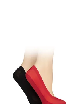 Pair Red / Black Smooth Nylon Shoe Liners Ladies 4-8 Ladies - - Multi Coloured - Size: Small - ELLE - FashionsVida