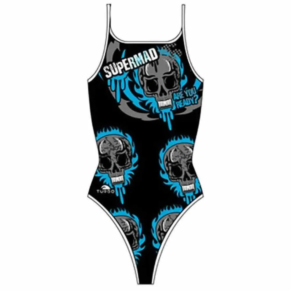 Supermad Thin Strap Swimsuit black / royal 7-8 Years Girls - TURBO - FashionsVida