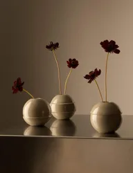 Set of 3 Round Bud Vases Taupe