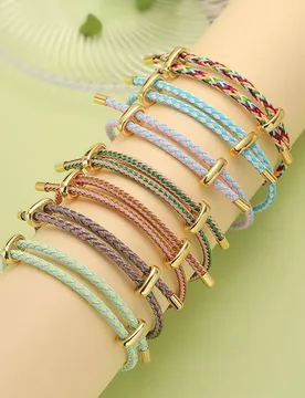 HECHENG,Colourful Steel Wire Adjustable Retractable Bracelet Handmade Braided Rope Couple Bracelet Men Women Jewellery String - Aliexpress - FashionsVida
