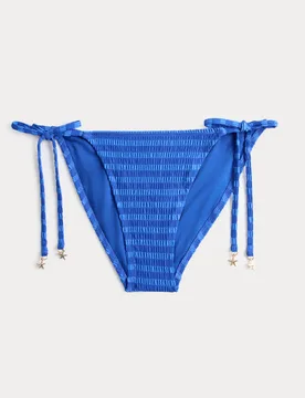 Striped Tie Detail High Leg Bikini Bottoms Blue Mix female - M&S - FashionsVida