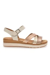 Sandali beige e oro con zeppa 67172670201 37