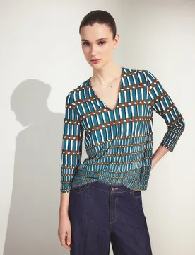 Camiseta de mujer con manga larga y escote en pico - Woman El Corte Inglés - FashionsVida