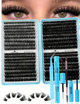 Set de 720 piezas de pestañas postizas esponjosas con rizo D, kit de pestañas para principiantes, pestañas postizas segmentadas gruesas DIY, incluy - Shein - FashionsVida