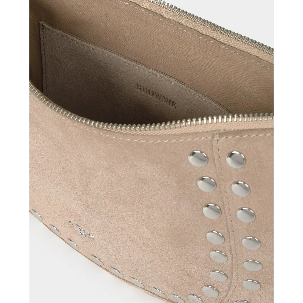 Bolso de hombro de mujer de cuero con tachas - Brownie - FashionsVida