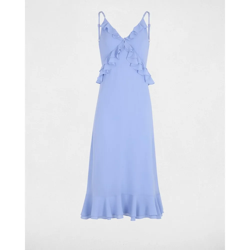 Vestido midi sin mangas con escote pico - Morgan - FashionsVida