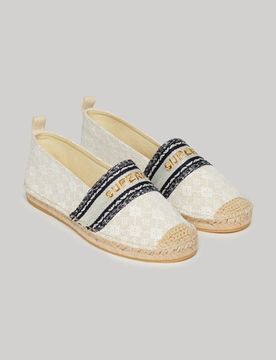 Superdry Damen Canvas-espadrilles mit Overlay Beige - Größe: 40