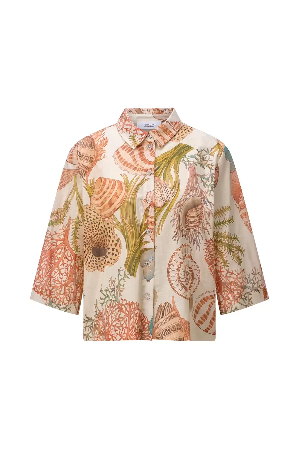 Printed Short Sleeves Blouse female - 40 - FashionsVida