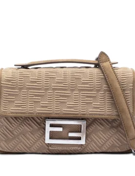 Zucca Embossed Technical Fabric Chain Midi Baguette - Fendi - FashionsVida