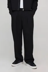Herren Bundfalten-Hose Mit Entspannter Passform Im Koordinaten-Set Black Größe 32