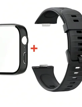 Piezas/Set Correa de silicona suave negra y protector de pantalla de cobertura completa compatible con Huawei Watch Fit 3/Fit 4/Fit 4 Pro, correa depo - Shein - FashionsVida