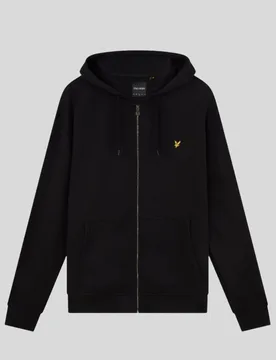 Men's Loopback Cotton Fit Full Zip Hoodie in Jet Black - Lyle & Scott - FashionsVida