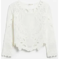 Blusa con cuello redondo y manga francesa