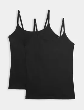 Pack Cotton Rich Secret Support™ Vests Black female - M&S - FashionsVida