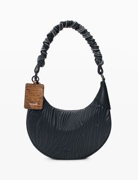 Sac moyen ovale en relief, , PolyurÉThane, Noir, U