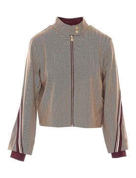 Giacca marrone con chiusura zip frontale