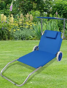 Gartenliege Sonnenliege rollbar Blau - VCM - FashionsVida