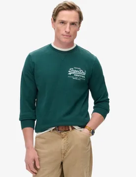 Superdry Herren Klassisches Vintage Heritage Sweatshirt mit Logo auf der Brust Grün - Größe: Xxl - 79.99 - FashionsVida