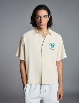 Chemise À Manches Courtes Brodée Xs Écru