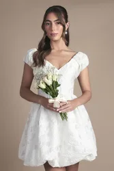 Women's Sweetheart Textured Bridal Mini Dress in Ivory Size: 10 - Ivory - Size: 10