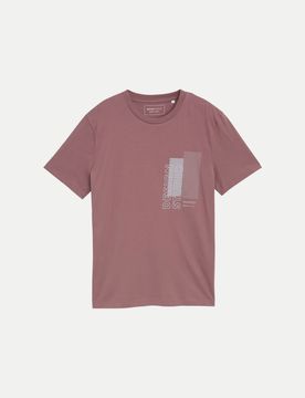 Basic T-Shirt mit Logo Print Rosa M