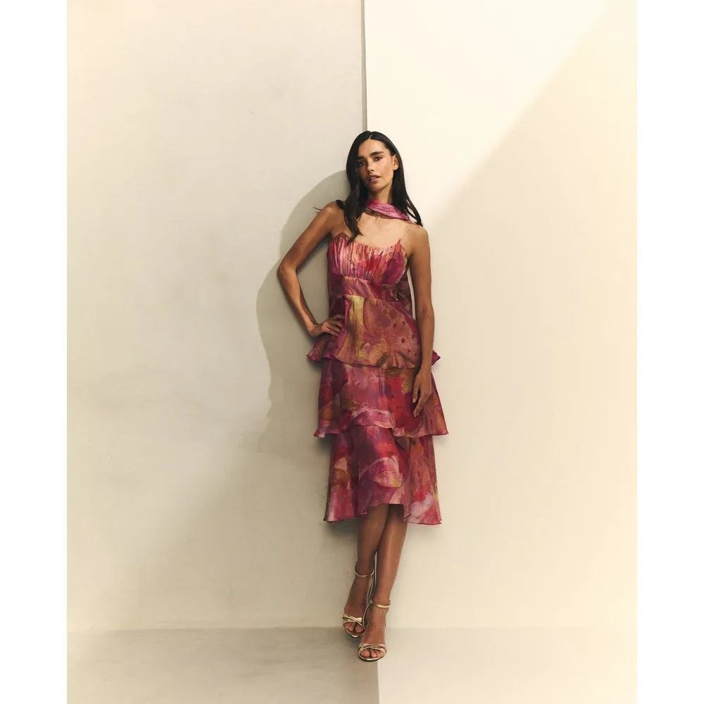 Vestido volantes fluido y fular a juego - Hannibal Laguna Collection - FashionsVida