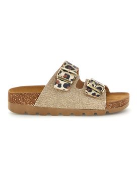 Ciabatte oro animalier con sottopiede in vera pelle 335P20630SR 40