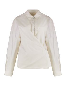 Silk-Cotton Blend Asymmetric Fastening Shirt