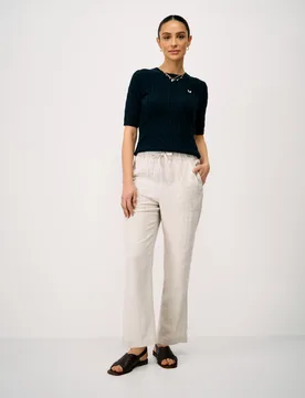 Linen Rich Drawstring Tapered Trousers Natural female - Crew Clothing - FashionsVida