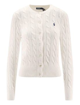 Cardigan In Cotone Con Logo In Contrasto