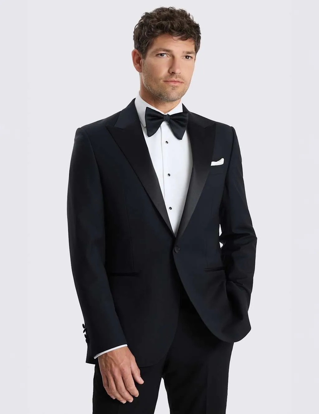 Tailored Fit Performance Tuxedo Jacket Black male - MOSS - FashionsVida