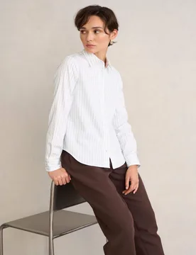 Pure Cotton Striped Shirt Blue Mix female - Hobbs - FashionsVida