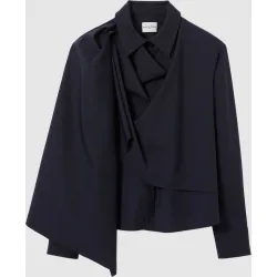 Chaqueta tipo camisa de punto de mujer con lana y chal