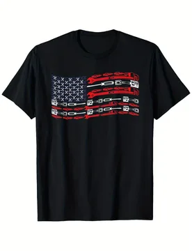 Patriotic American Flag Mechanic-with Tool & Zipper Graphics design-100% cotton O-neck short sleeve printed men's T-shirt - Aliexpress - FashionsVida