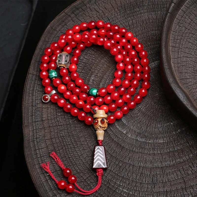 This year red beads 108 buddha beads multi circle string material ware malachite reflux bone accessories - Aliexpress - FashionsVida