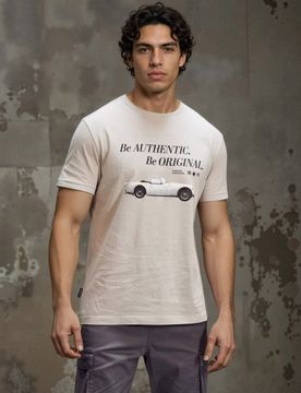 T-shirt in cotone con stampa - grigio chiaro