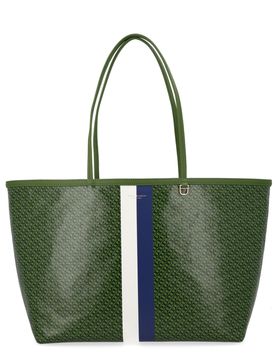 Coated Canvas the Racer Tote Shoulder Bag with All-over Logo