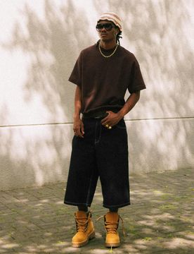 Bermuda En Denim Super Baggy Fit 34 Noir