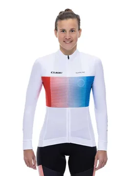 Maglia A Maniche Lunghe Teamline White / Blue / Red - CUBE - FashionsVida