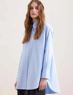 Oversized Hemdbluse aus Baumwollsatin Blau 40 - Seidensticker.com - FashionsVida